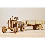 Vintage Zetor 25 tractor with trailer, Wooden moving model